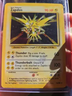 Pokemon TCG Zapdos Base Set Holo Unlimited Rare Card 16/102 LP Condition - Image 2