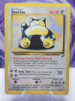 Pokemon TCG Snorlax Card 30/130 Base Set 2 Vintage Non-Holo Rare - Image 1