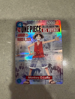 One Piece Monkey D. Luffy US Voyage College Basketball Promo Card Gonzaga SEALED - Image 1