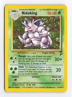 Nidoking 011/130 Holo Rare FART SWIRL Base Set 2 Pokemon Card HP/DMG - Image 1