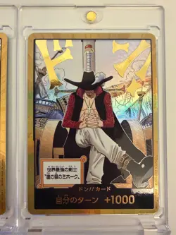 DON!! Cards Mihawk (Gold) JAPANESE The Azure Sea's Seven Foil (2 CARDS) - Image 5