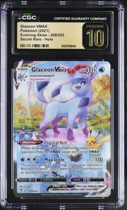 Glaceon VMAX *CGC PRISTINE 10* Secret Rare Alt Art *#298* Evolving Skies*Pokemon - Image 1
