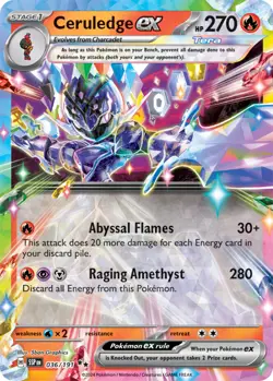 x1 Ceruledge ex - 036/191 - Double Rare Pokemon SV08 Surging Sparks M/NM - Image 1