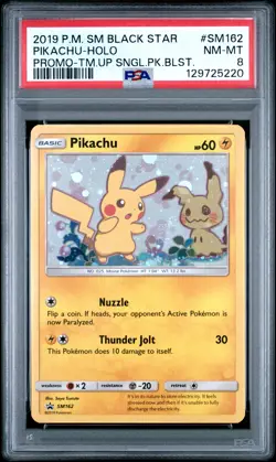 2019 POKEMON SM BLACK STAR PROMO TEAM UP SINGLE PACK BLISTERS PIKACHU-HOLO PSA 8 - Image 1