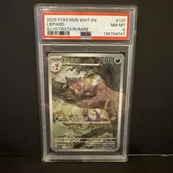 2025 POKEMON WHT EN-WHITE FLARE ILLUSTRATION RARE #137 LIEPARD PSA 8 - Image 1