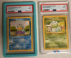 Pokemon 1999 PSA 9 Base Set Squirtle & Bulbasaur-Great Starter Pair! - Image 1