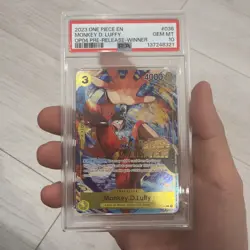 One Piece CCG Pre Release Winner Luffy P-036 PSA 10 - Image 1
