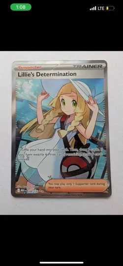 Lillie's Determination 169/132 Mega Evolutions Near Mint Pokemon Trainer Card - Image 1