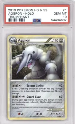 Pokemon Aggron 1/102 Triumphant Holo Rare PSA 10 English 2010 - Image 1