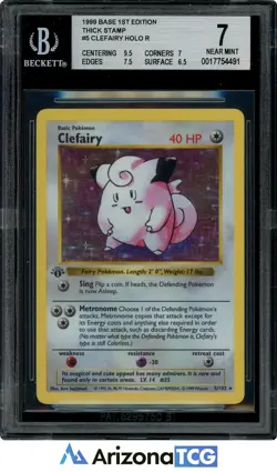 Pokemon 1999 Clefairy 5/102 Holo Thick Stamp Base Set 1st Edition BGS 7 - Image 1