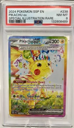 Pokemon TCG Pikachu EX 238/191 Surging Sparks SIR 2024 NM/Mint PSA 8 - Image 1