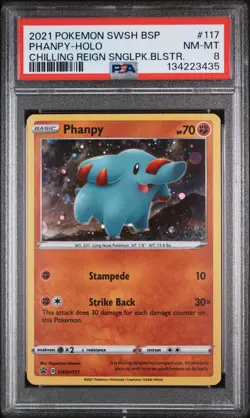 2021 POKEMON SWSH BLACK STAR PROMO #117 PHANPY-HOLO PSA 8 - Image 1
