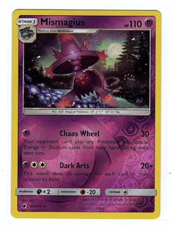 Mismagius 40/111 Sm-Crimson Invasion Reverse Holo Rare - Pokemon Card - Image 1
