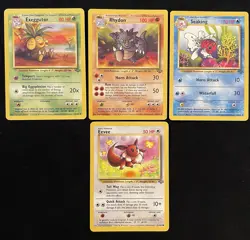 Pokemon TCG Jungle Unlimited 5 Card Non Holos-Eevee-Exeggutor-Rhydon-Seaking - Image 1