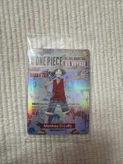 One Piece Monkey D. Luffy US Voyage College Basketball Promo Card Gonzaga SEALED - Image 1