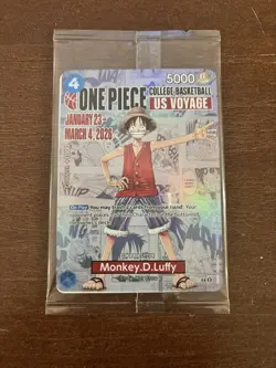 One Piece Monkey D. Luffy US Voyage College Basketball Card Rutgers 1/23 IN HAND - Image 2