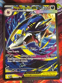 Mega Sharpedo ex 127/094 Me02: Phantasmal Flames Holo Pokemon Card - Image 1