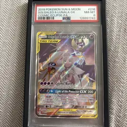 Solgaleo & Lunala GX Full Art Holo Card 216/236 Sm-Cosmic Eclipse Set English - Image 1