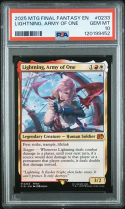 2025 MTG FINAL FANTASY #0233 LIGHTNING, ARMY OF ONE PSA 10 - Image 1