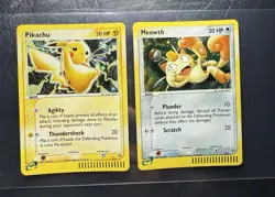 2003 PIKACHU 12 MEOWTH 13 HOLO Rare POKEMON Promo CARDS N/M - Image 1