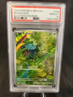 Pokemon TCG Bulbasaur Holo Rare MEW 151 Card 166/165 PSA 10 - Image 1