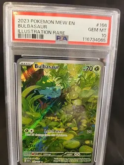 Pokemon TCG Bulbasaur Holo Rare MEW 151 Card 166/165 PSA 10 - Image 2