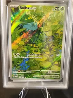 Pokemon TCG Bulbasaur Holo Rare MEW 151 Card 166/165 PSA 10 - Image 4