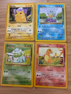 Pokemon Base Set 2 Starters cards lot - Bulbasaur Charmander Squirtle Pikachu - Image 1