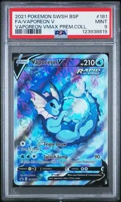 VAPOREON V #181 PSA 9 2021 POKEMON SWSH BSP VMAX Premium Collection FA NEW CERT - Image 1
