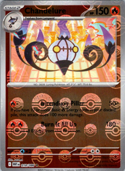 2025 Pokemon Chandelure Pokeball Reverse Holo 018/086 White Flare NM - Image 1