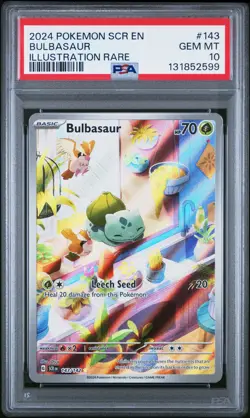 2024 POKEMON SCR EN-STELLAR CROWN ILLUSTRATION RARE #143 BULBASAUR PSA 10 - Image 1