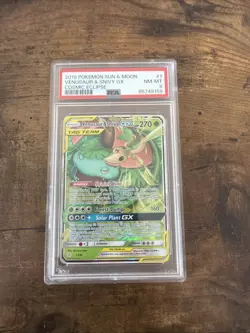 Pokemon Venusaur & Snivy GX Tag Team Gen. Premium Coll. FA Promo SM229 PSA 8 - Image 1