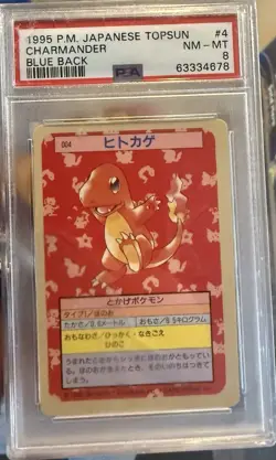 1995 Topsun Blue Back Charmander Pokemon Japanese, PSA 8 - Image 1