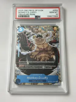 PSA 10 Monkey.D.Luffy OP11-058 Treasure Rare OP13 Carrying On His Will One Piece - Image 1