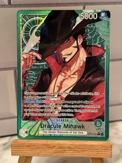 One Piece OP14 The Azure Sea’s Seven - Dracule Mihawk OP14-020 Leader Alt Art - Image 1
