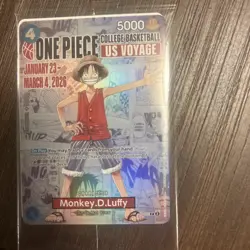 One Piece College Basketball US Voyage Monkey D. Luffy Promo Card - Holo - Jan-M - Image 1