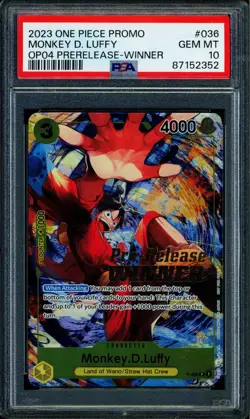 Monkey D Luffy - P-036 - PSA 10 - Pre-Release Winner - English - One Piece - 523 - Image 1
