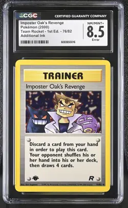 CGC 8.5 Imposter Oak's Revenge Team Rocket 1st Edition 76/82 INK SMUDGE ERROR - Image 1
