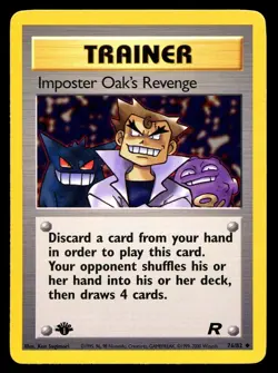 Imposter Oak's Revenge 76/82 Pokemon Team Rocket 1st Edition Smudged Misprint - Image 1