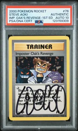 2000 POKEMON ROCKET 1ST EDITION IMPOSTER OAK'S REVENGE PSA AUTHENTIC AUTO 10 - Image 1