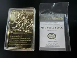 Vintage 1999 Nintendo ~MEWTWO ~23K Gold Plated, POKEMON Trading Card - Image 4