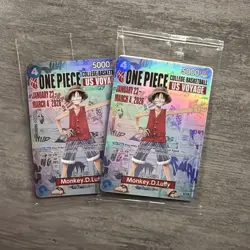 One Piece Monkey D Luffy US Voyage College Basketball Card 1/23 -x 2 Cards - Image 1