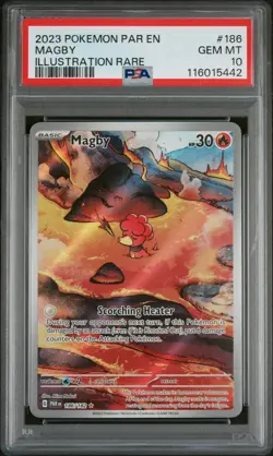Pokemon TCG Magby 186/182 2023 Paradox Rift Illustration Rare Card - PSA 10 - Image 1