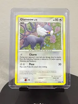 Pokemon 2008 Glameow DP23 Holo Diamond & Pearl Black Star Promo Card Holo MP - Image 1