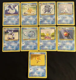 Pokemon TCG Base Set Unlimited Water Energy 9 Card LP-NM Non Holo - Image 1