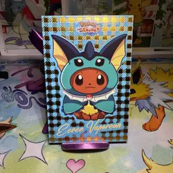 Box Hit Gold Holo Eevee Poncho Vaporeon Let’s Go Eevee Card Database - Image 1