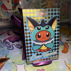 Box Hit Gold Holo Eevee Poncho Vaporeon Let’s Go Eevee Card Database - Image 2