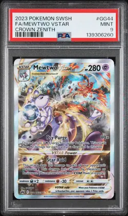 2023 POKEMON SWORD & SHIELD CROWN ZENITH #GG44 FULL ART/MEWTWO VSTAR PSA 9 - Image 1