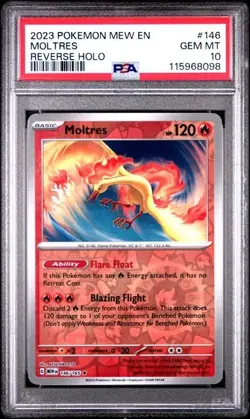 2023 Pokemon 151 Moltres PSA 10 GEM REVERSE HOLO #146 - Image 1