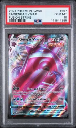2021 POKEMON SWORD & SHIELD FUSION STRIKE #157 FULL ART GENGAR VMAX PSA 10 - Image 1
